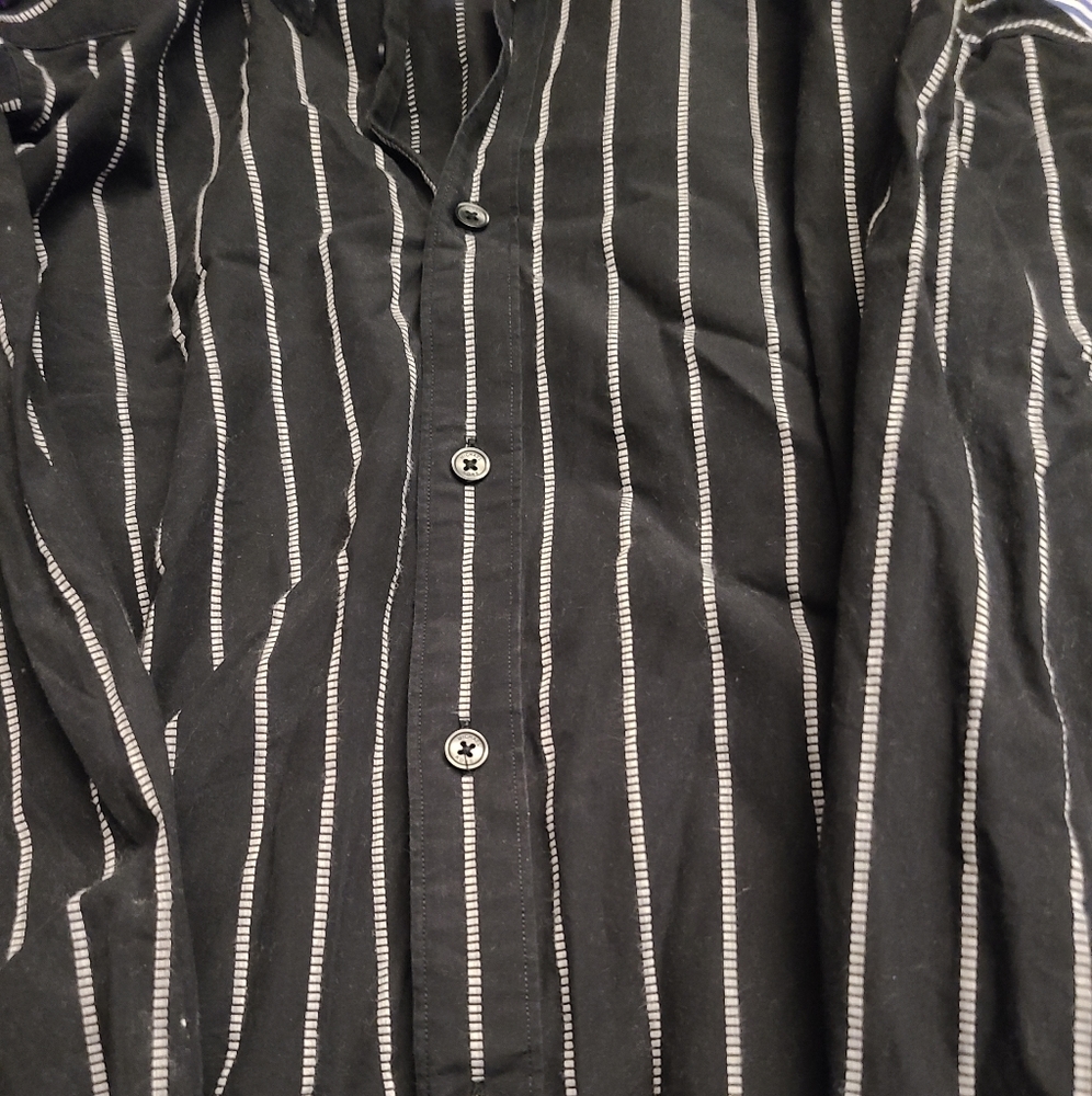 Michael Michael men's long sleeve blk/whte stripe